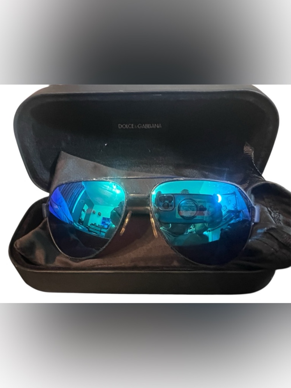 Dolce & Gabbana Men’s Aviator Sunglasses with Blue-Green Mirrored Lenses